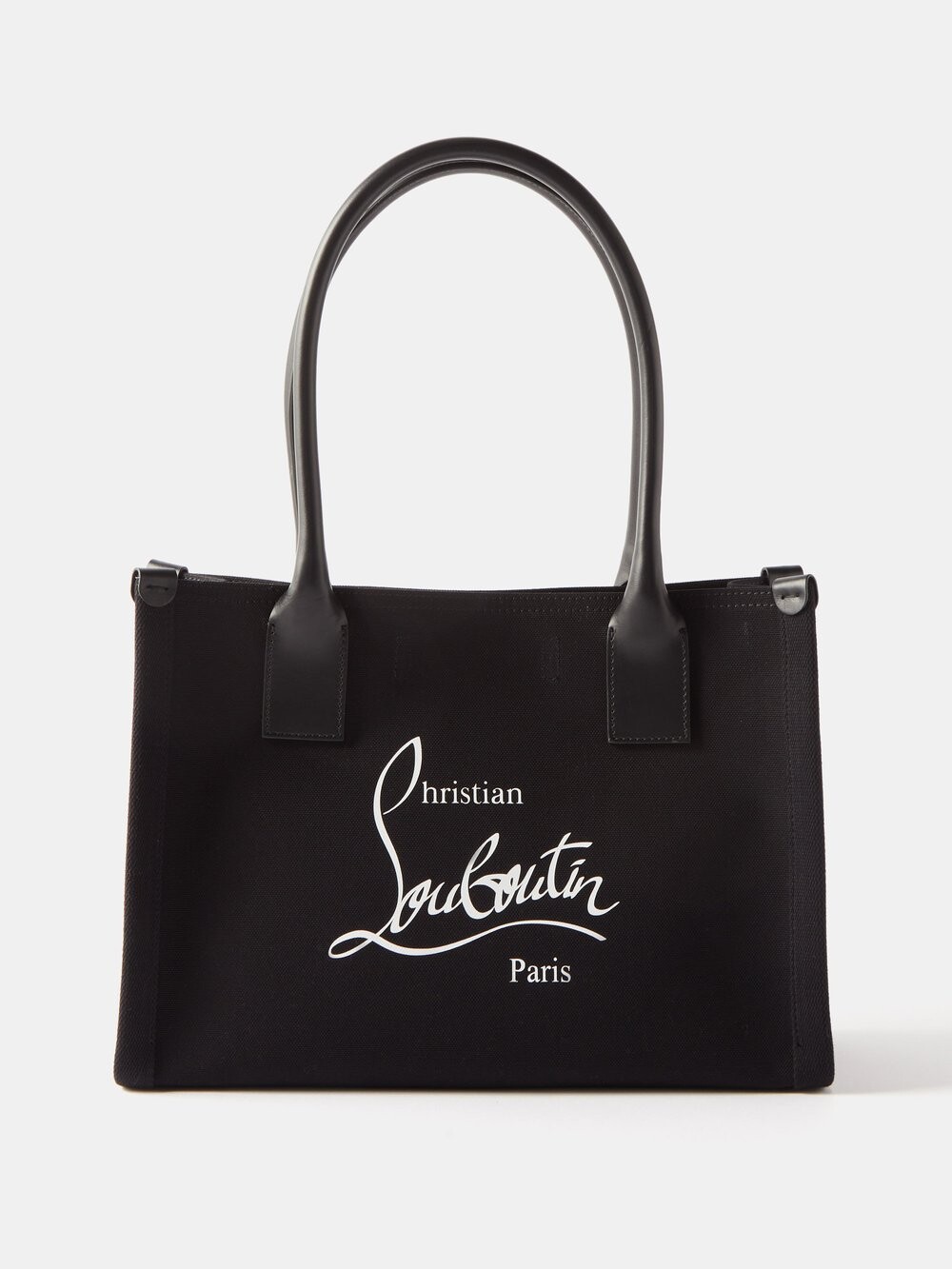 

Маленькая холщовая сумка-тоут nastroloubi с кожаной отделкой Christian Louboutin, черный