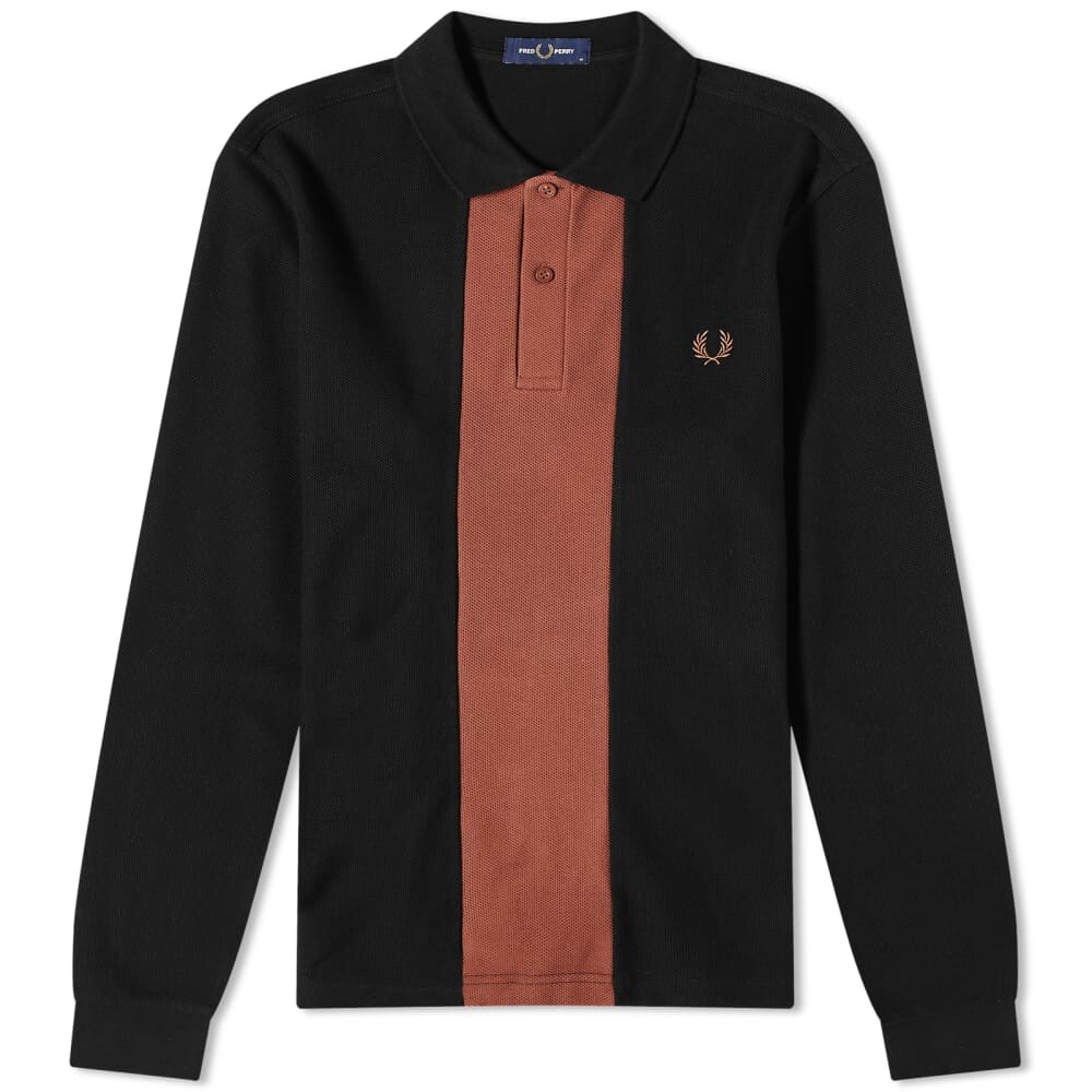 

Поло с длинными рукавами и вставками Fred Perry, черный