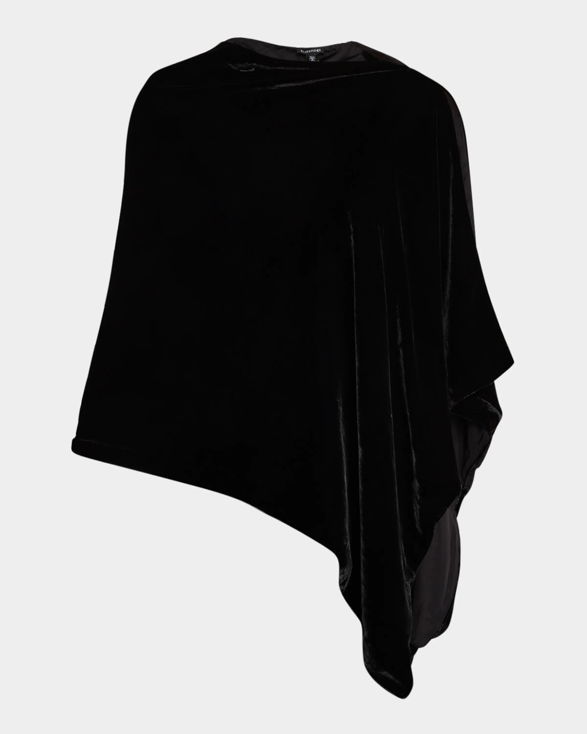 

Асимметричное бархатное пончо с высоким воротником Eileen Fisher, черный