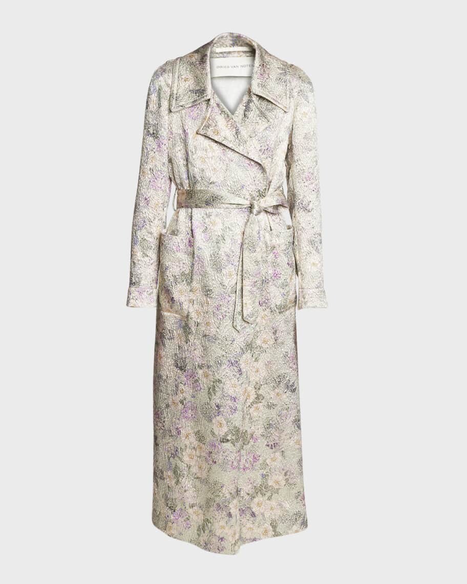 

Текстурное пальто Rolana с поясом и цветочным принтом Dries Van Noten