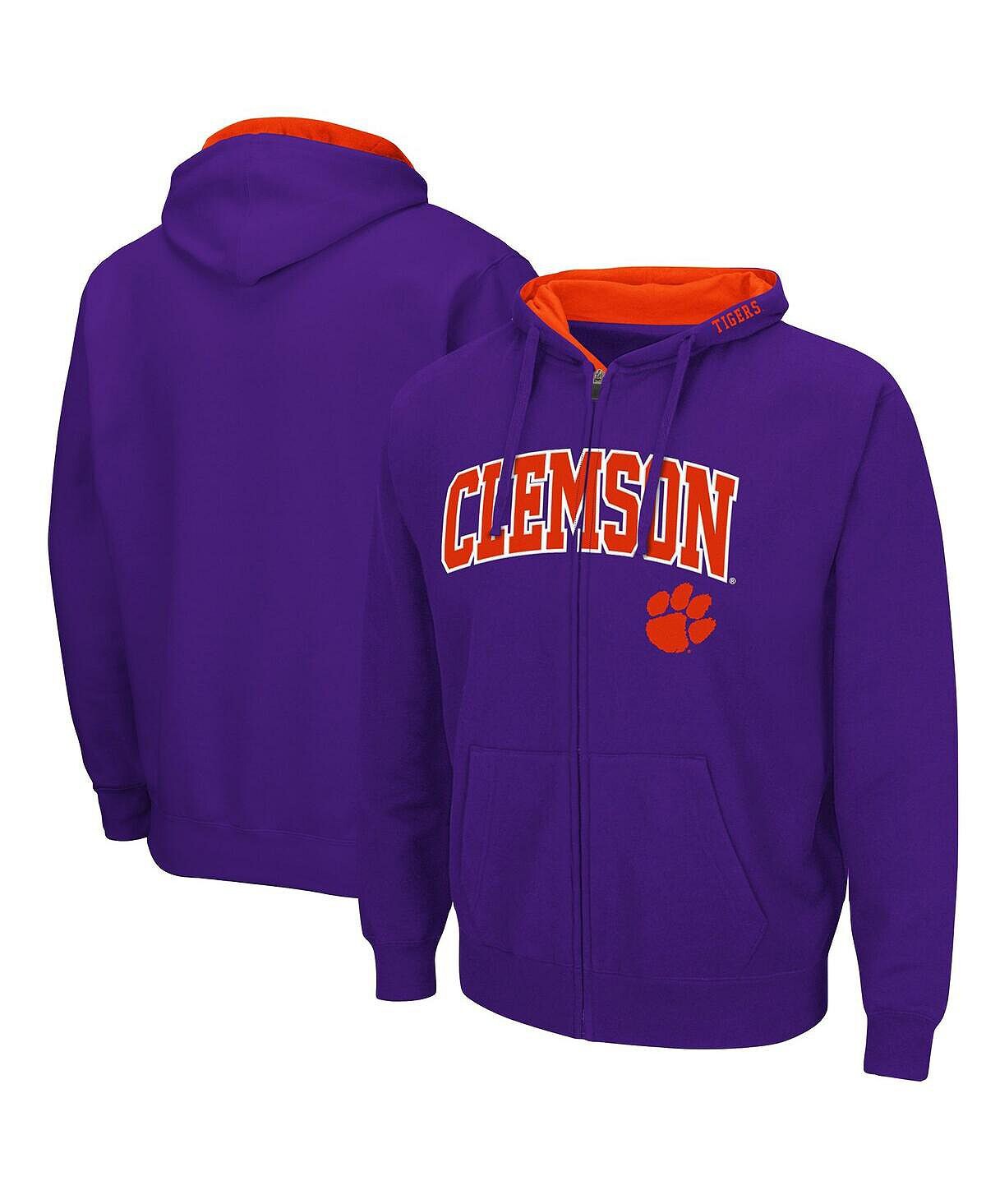 

Мужская фиолетовая толстовка с молнией во всю длину Clemson Tigers Arch Logo 3.0 Colosseum, Фиолетовый