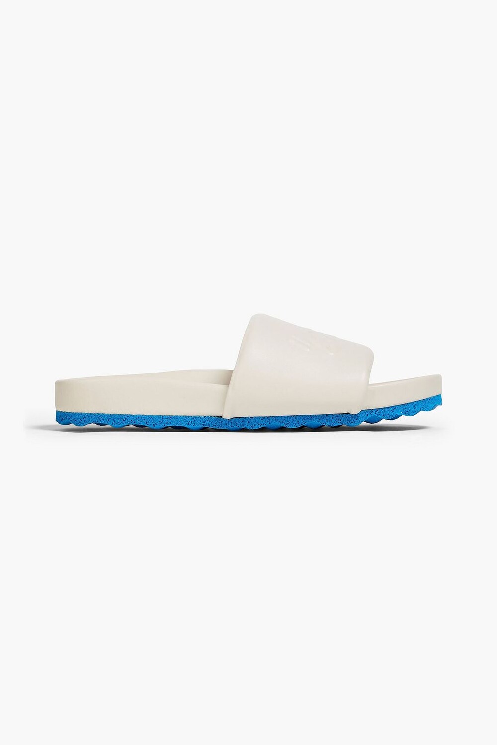 

Двухцветные шлепанцы из тисненой кожи. Off-White, слоновая кость