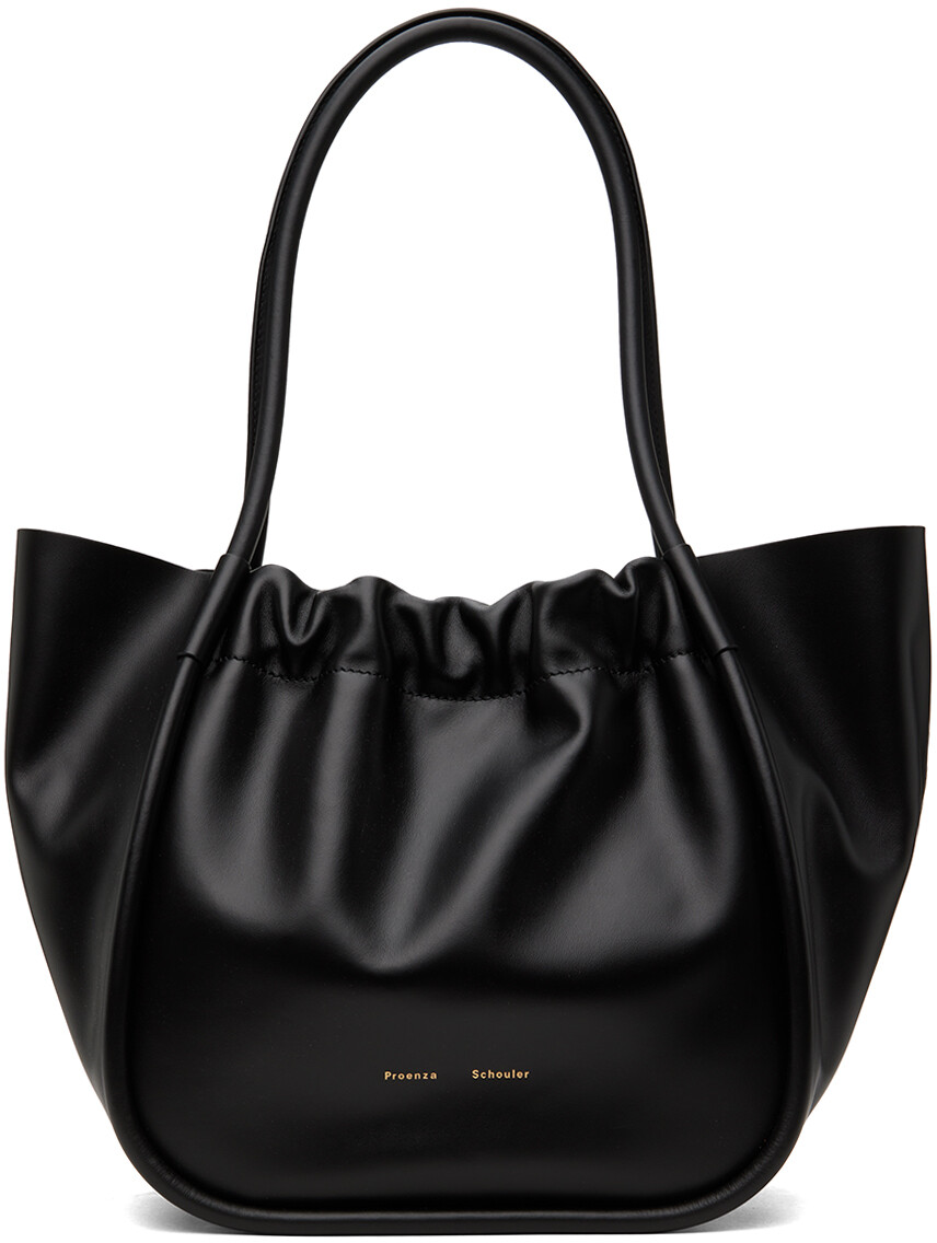 

Черная большая объемная сумка со сборками Proenza Schouler