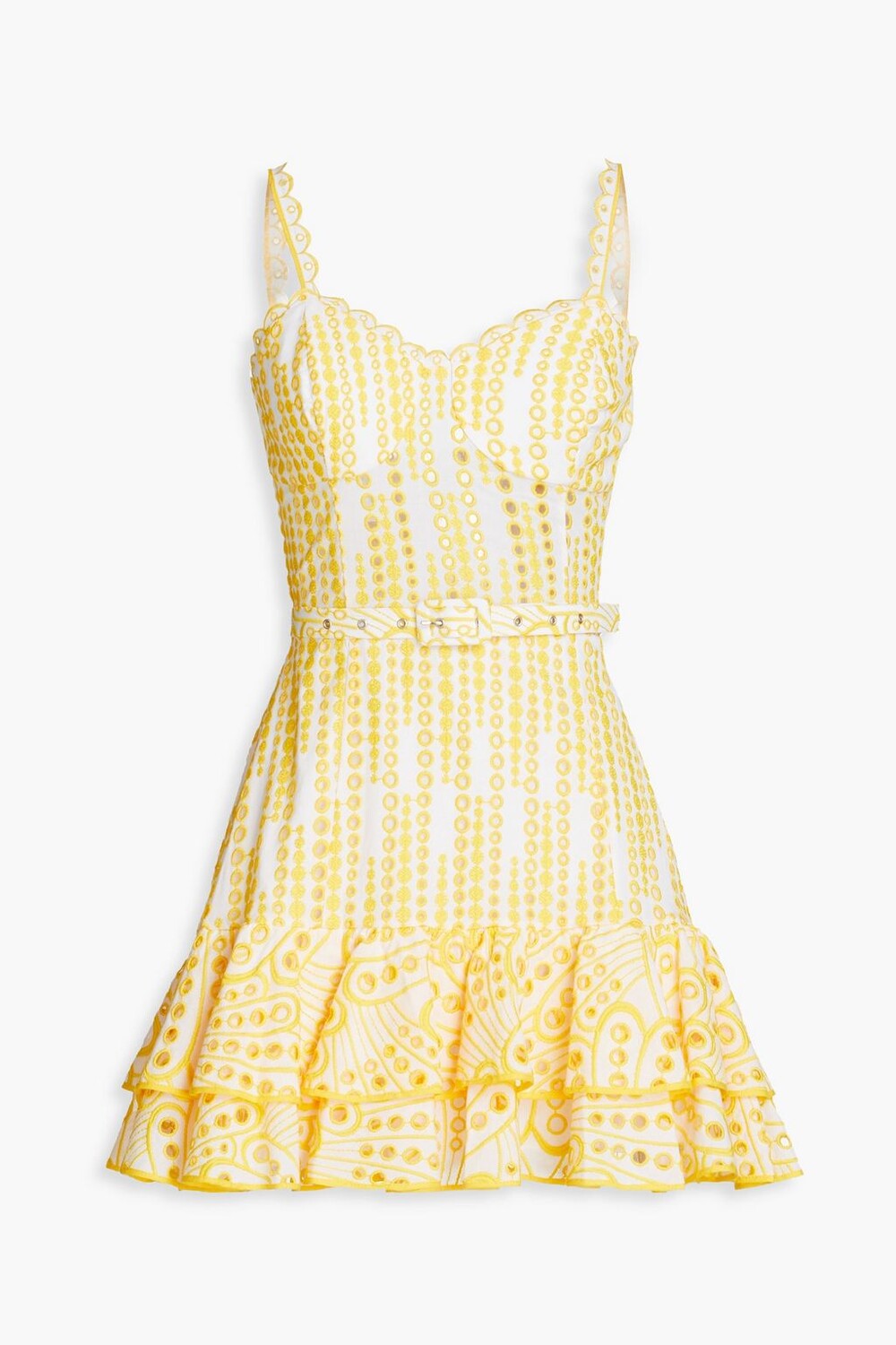 

Платье мини Broderie anglaise из смесового хлопка CHARO RUIZ IBIZA, желтый