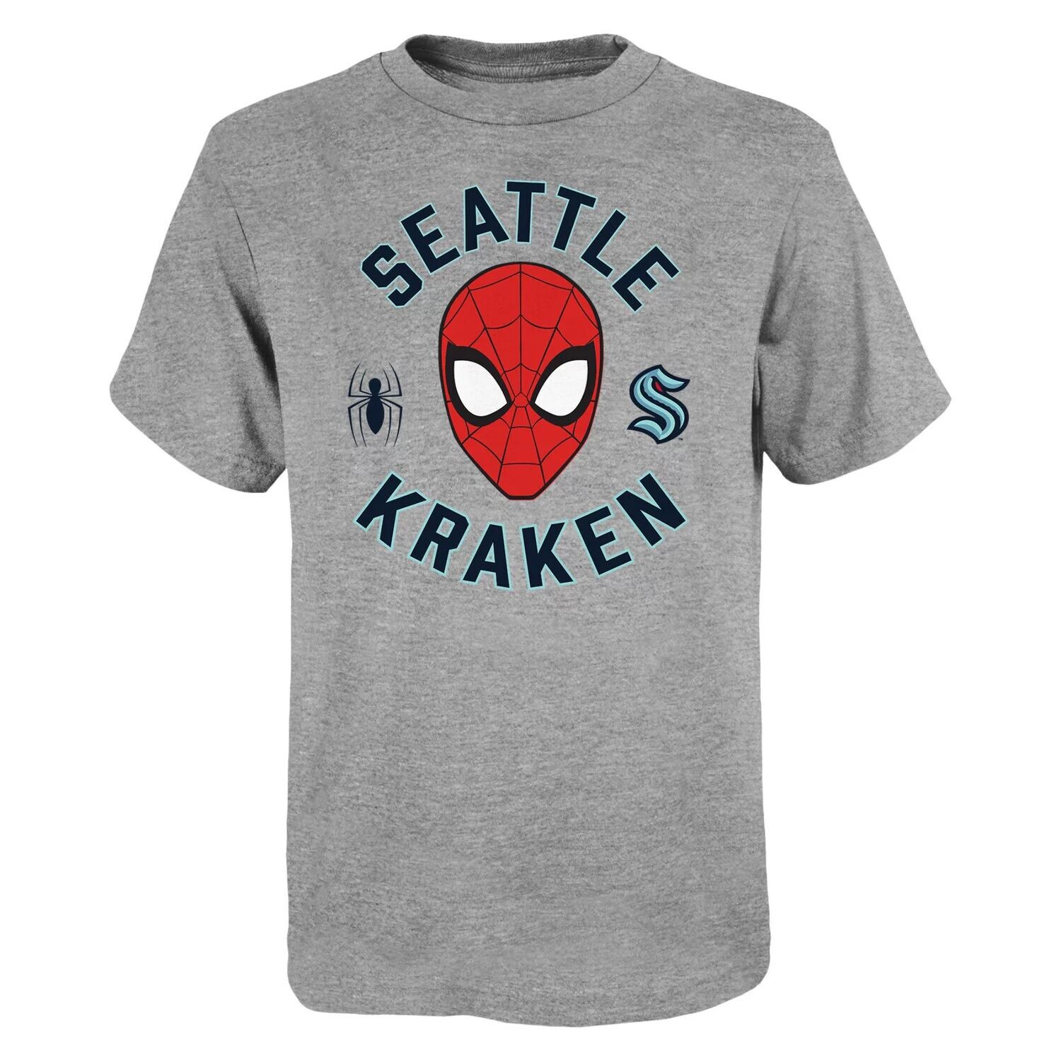 

Молодежная футболка Heather Grey Seattle Kraken Mighty Spidey Marvel Outerstuff