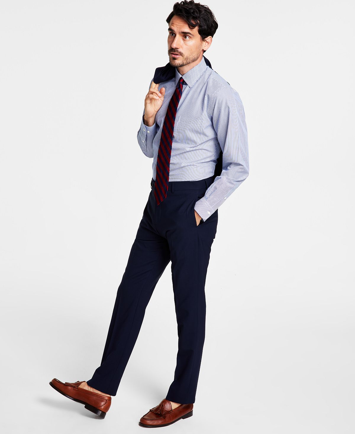 Мужские костюмные брюки классического кроя из эластичной шерстяной смеси Brooks Brothers брюки из смесовой шерсти beatrice b серый