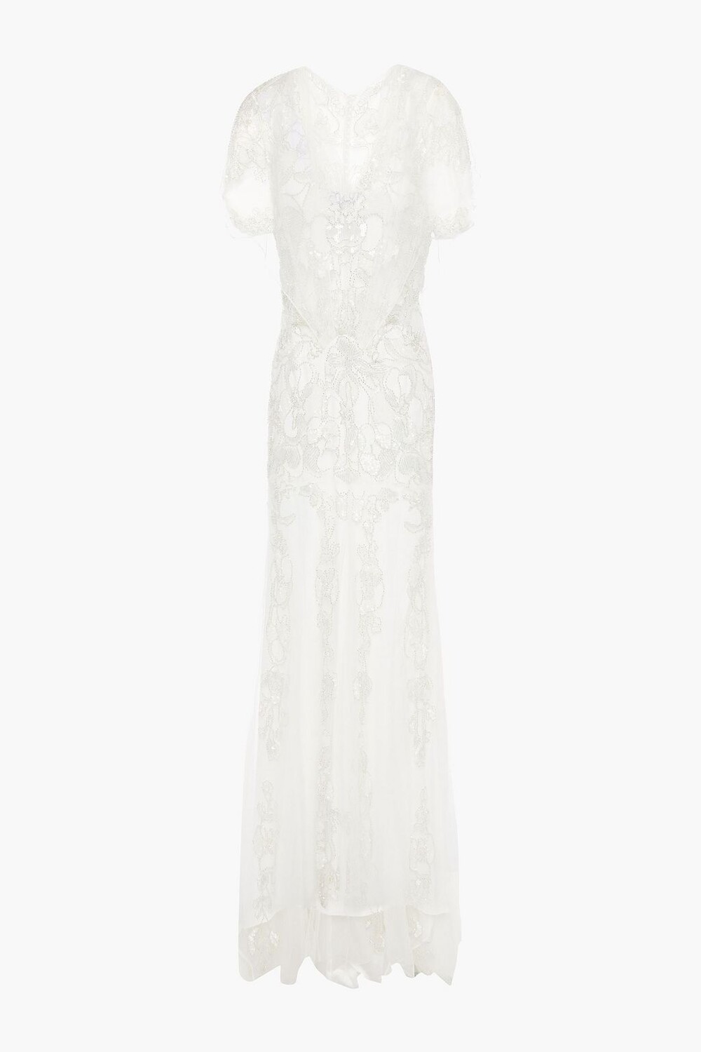 

Свадебное платье из тюля медового цвета с декором JENNY PACKHAM, слоновая кость