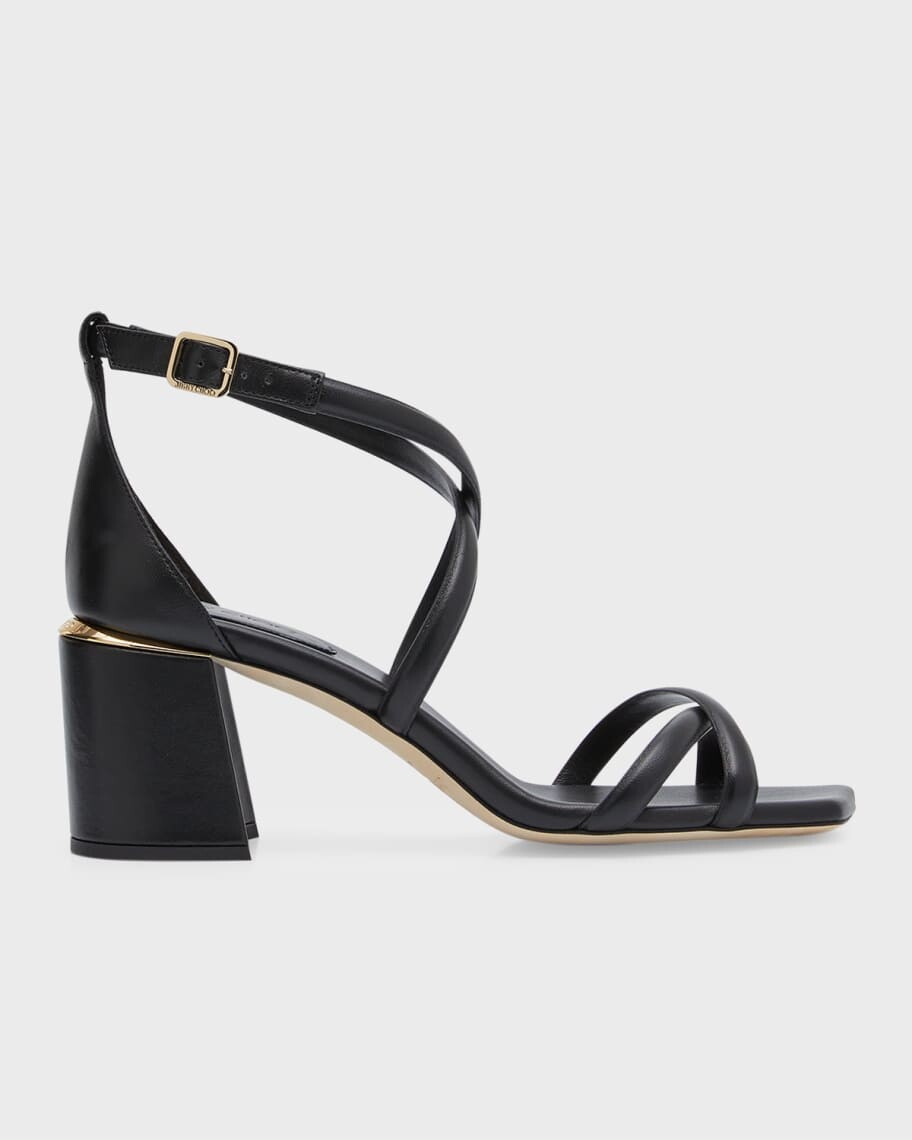

Кожаные босоножки Rhea с перекрестным каблуком Jimmy Choo
