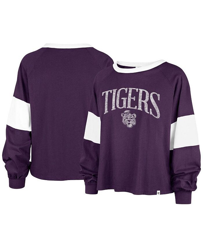 

Женская фиолетовая рваная футболка с длинными рукавами LSU Tigers Upside Rhea Raglan '47 Brand, фиолетовый