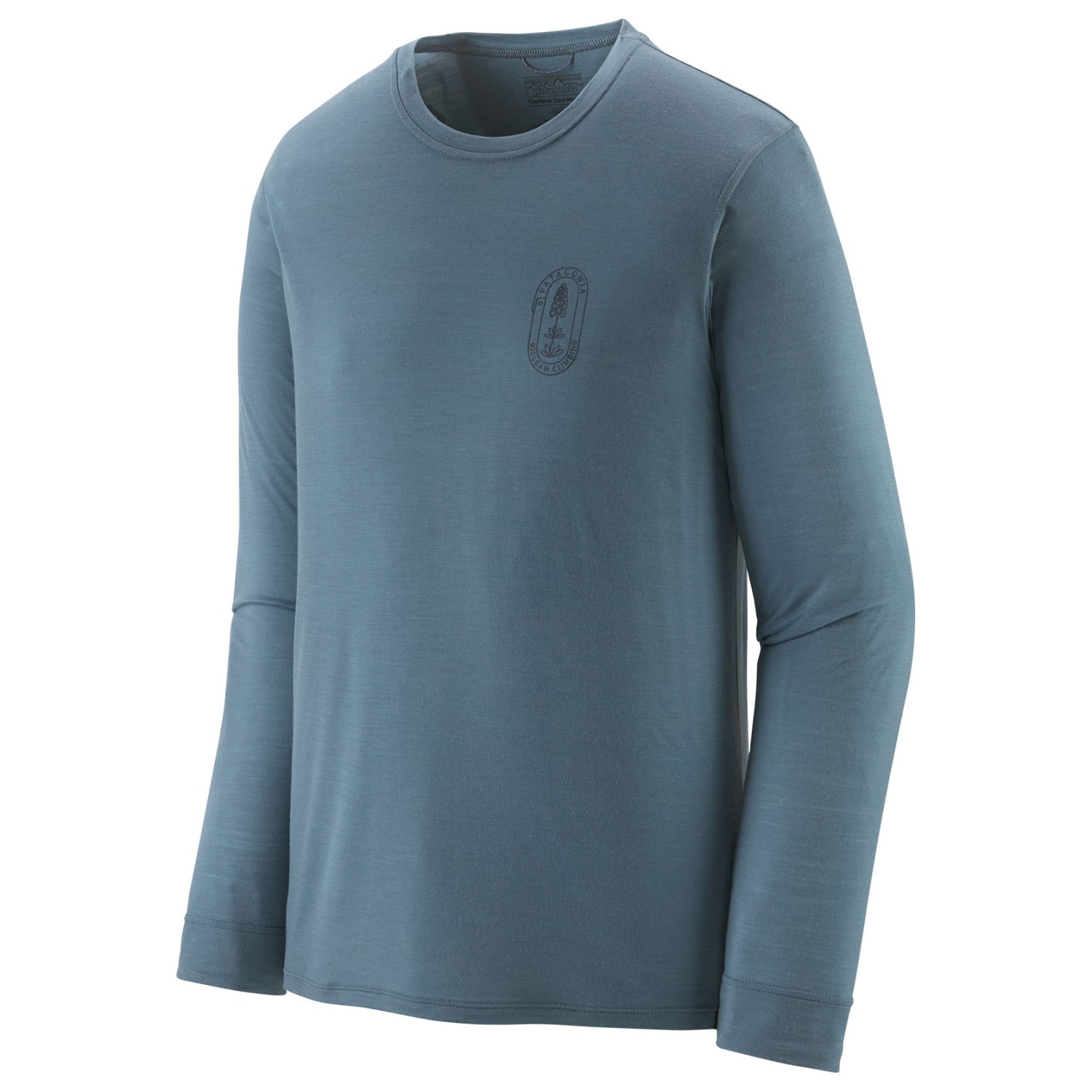 Рубашка из мериноса Patagonia L/S Cap Cool Merino Graphic Shirt, цвет Clean Climb Bloom/Utility Blue