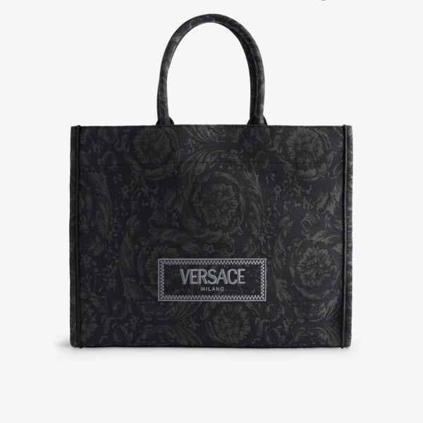 

Очень большая сумка-тоут из смесовой ткани с логотипом Versace, черный
