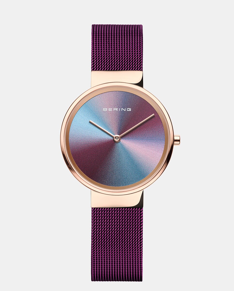 цена Bering Anniversary3 Женские часы с фиолетовой стальной сеткой Bering, фиолетовый