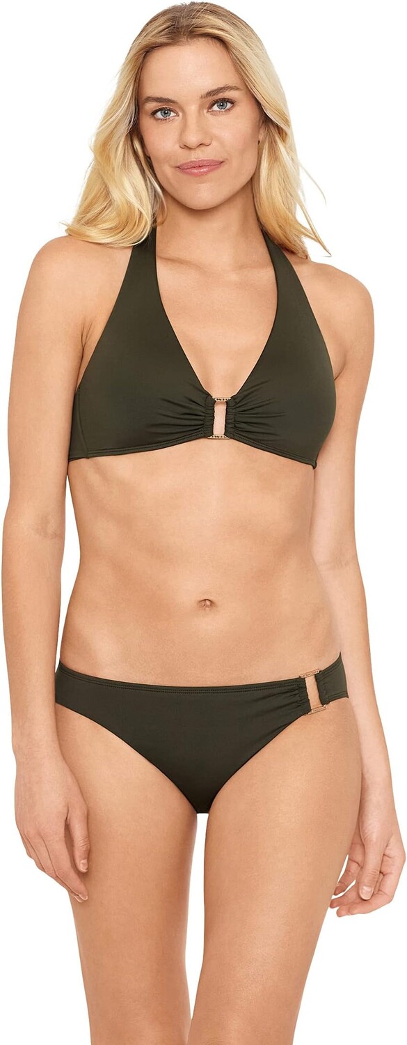 

Плавки LAUREN Ralph Lauren Beach Club Solid Ring Hipster Bottoms, цвет Olive