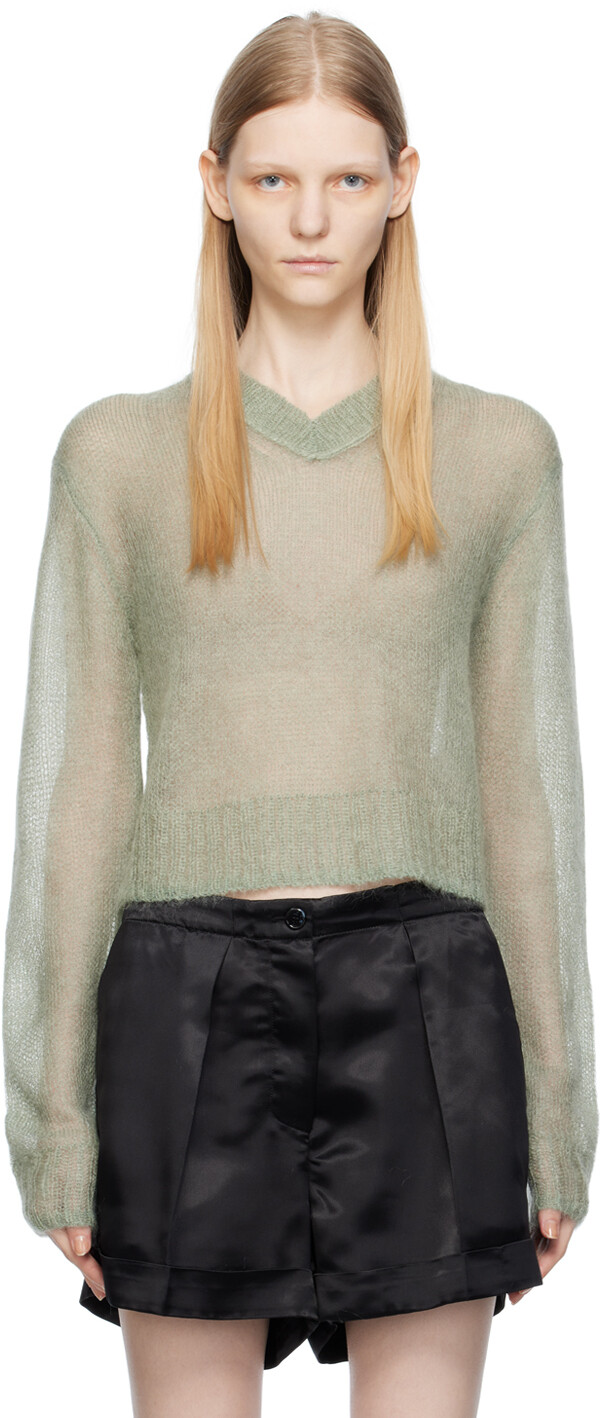 

Зеленый свитер с v-образным вырезом Sage Acne Studios