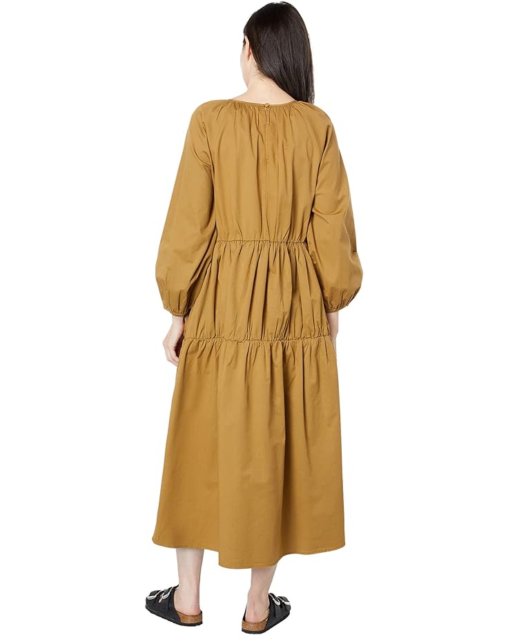 цена Платье SUNDRY Shirred Cotton Woven Tiered Dress, бронзовый