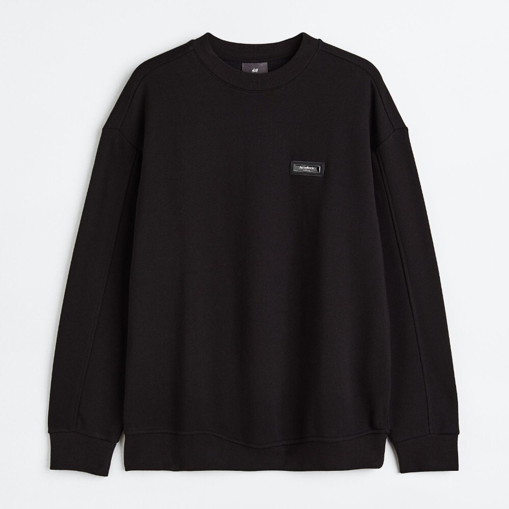 

Свитшот H&M Relaxed Fit Appliquéd, черный