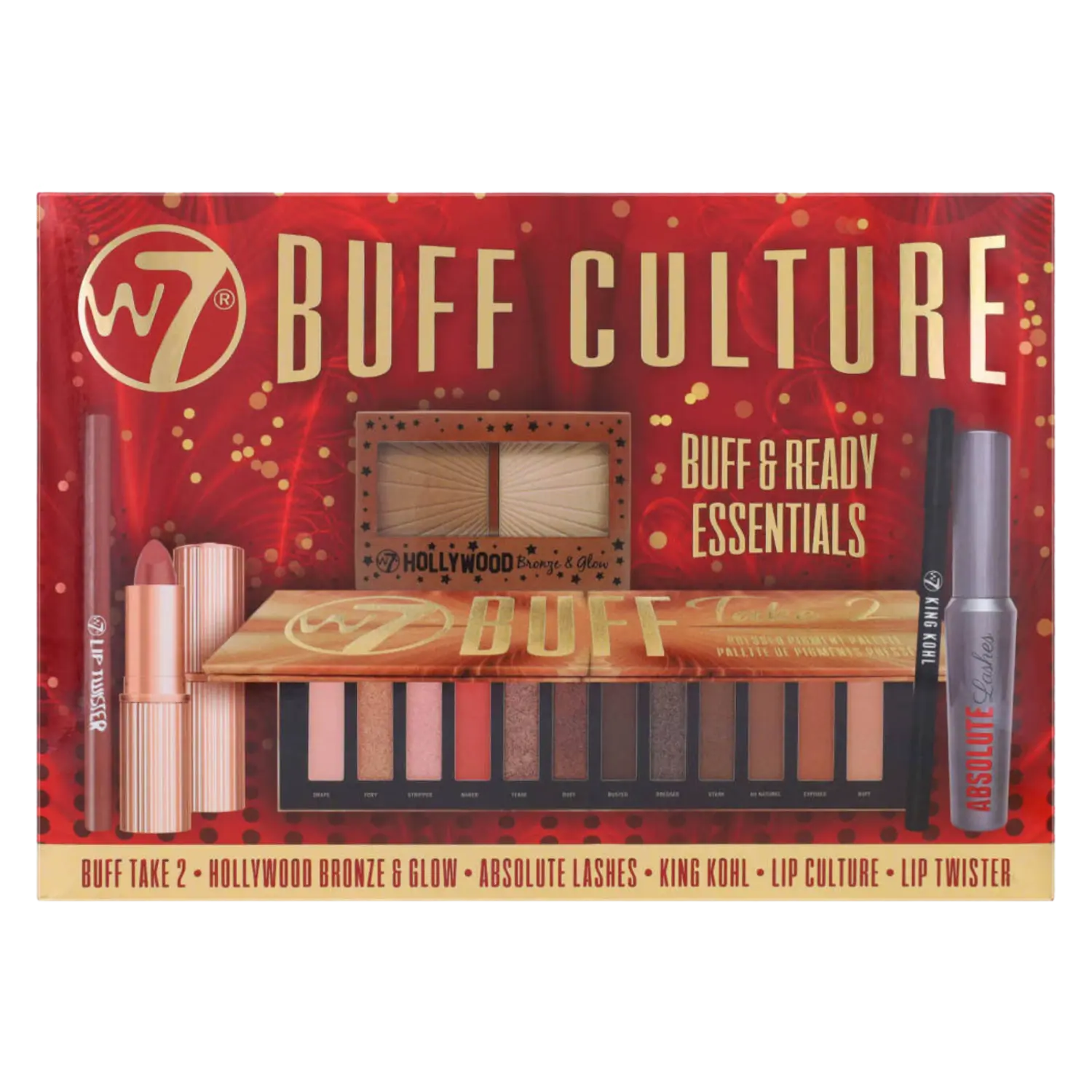

W7 Buff Culture набор: палетка теней для век 1 шт + палитра для контурирования лица 1 шт + помада 1 шт + карандаш для губ 1 шт + тушь для ресниц 1 шт + подводка для глаз 1 шт .
