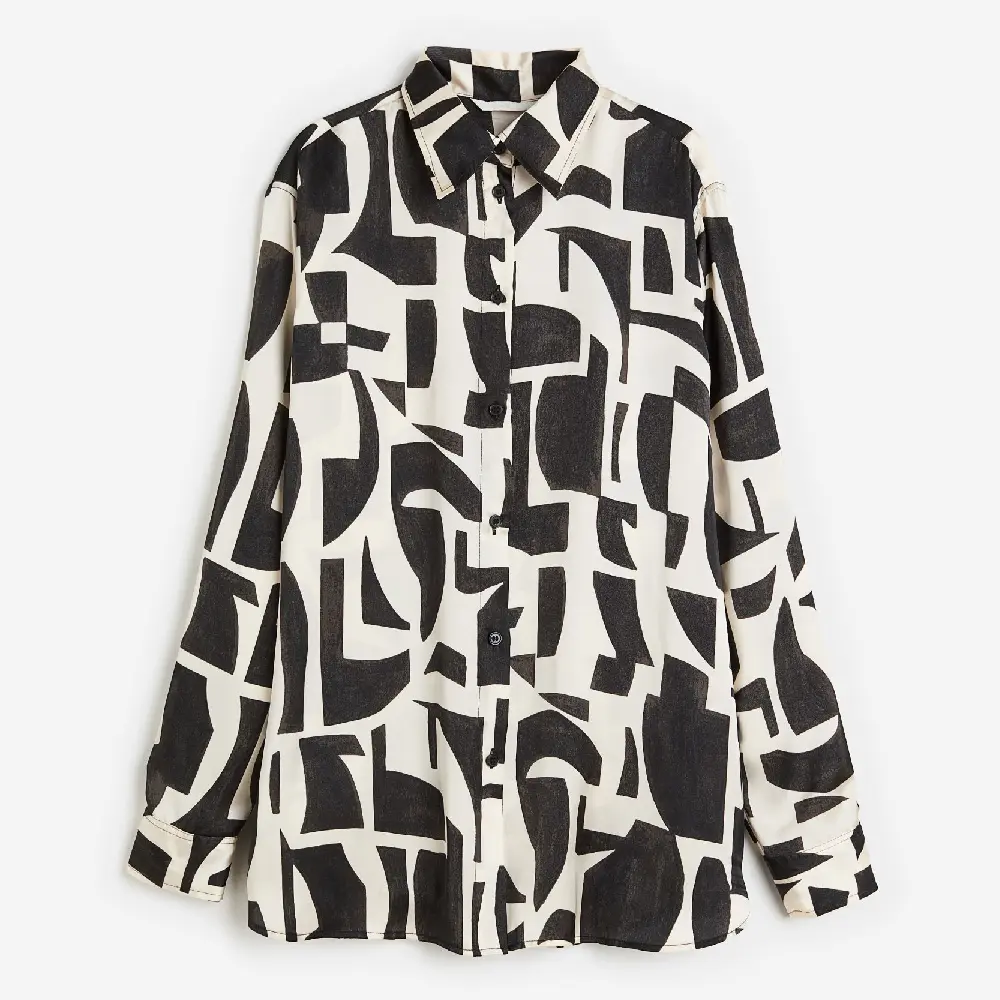 

Блузка H&M Oversized, кремовый/черный