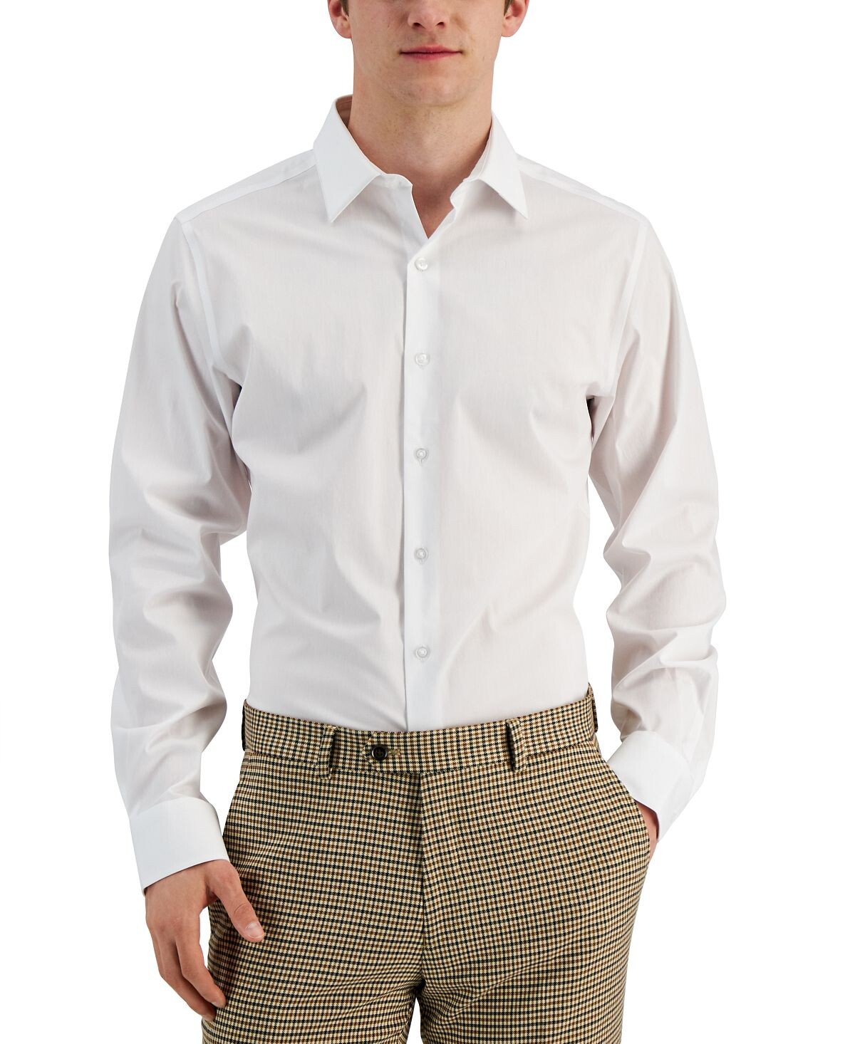

Мужская классическая рубашка slim fit, растягивающаяся в двух направлениях, устойчивая к пятнам, создана для macy's Alfani, белый