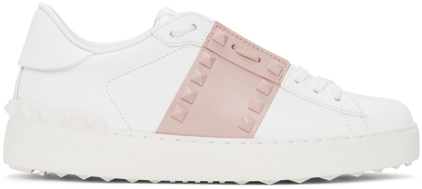 

Бело-розовые кроссовки Valentino Garavani Rockstud Open, Розовый