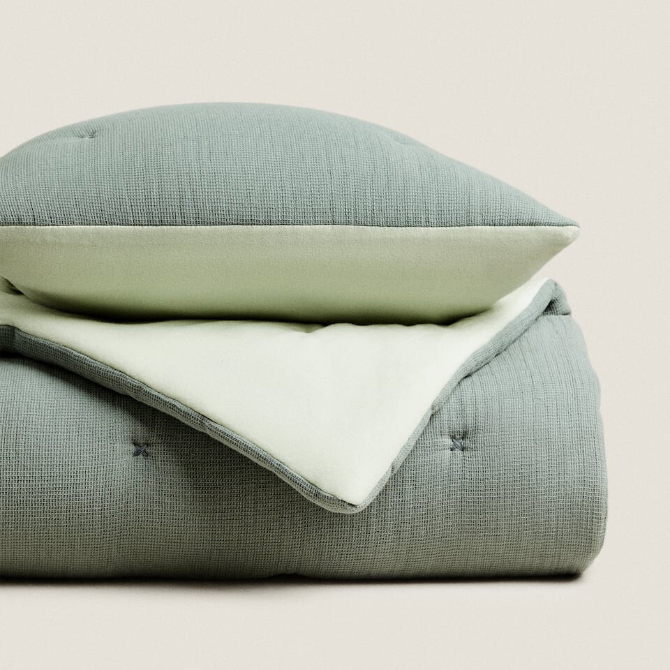 

Вафельное трикотажное одеяло Zara Home, зеленый