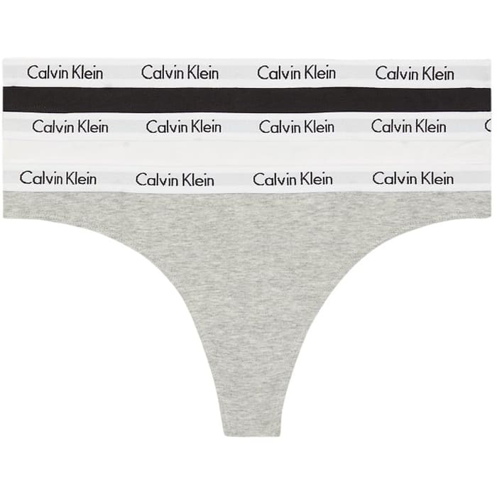 Комплект трусов-стрингов Calvin Klein Carousel Logo Cotton, 3 предмета, серый