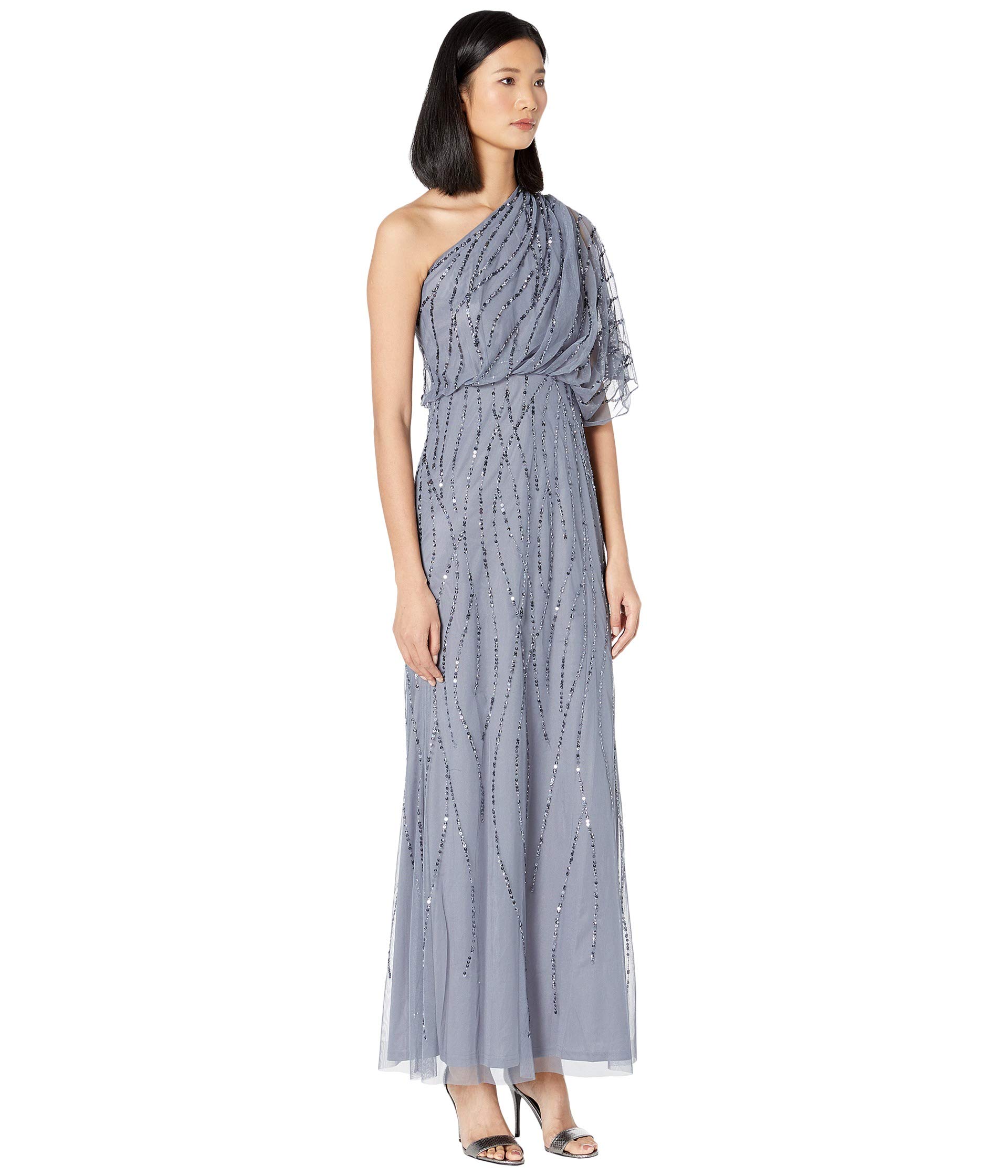 Adrianna Papell Beaded One Shoulder Blouson Dress