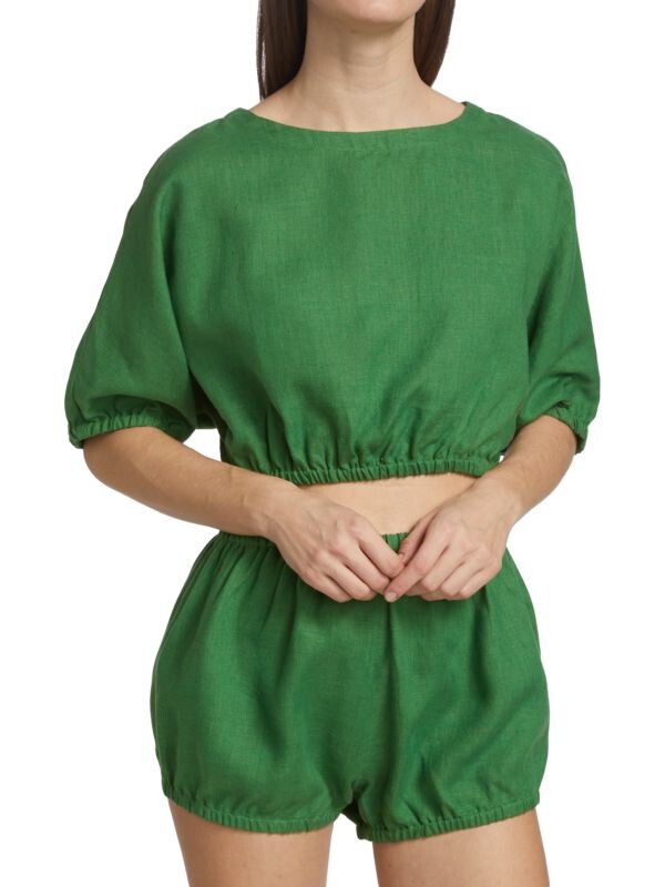 

Укороченный льняной топ arki safari Suzie Kondi Green