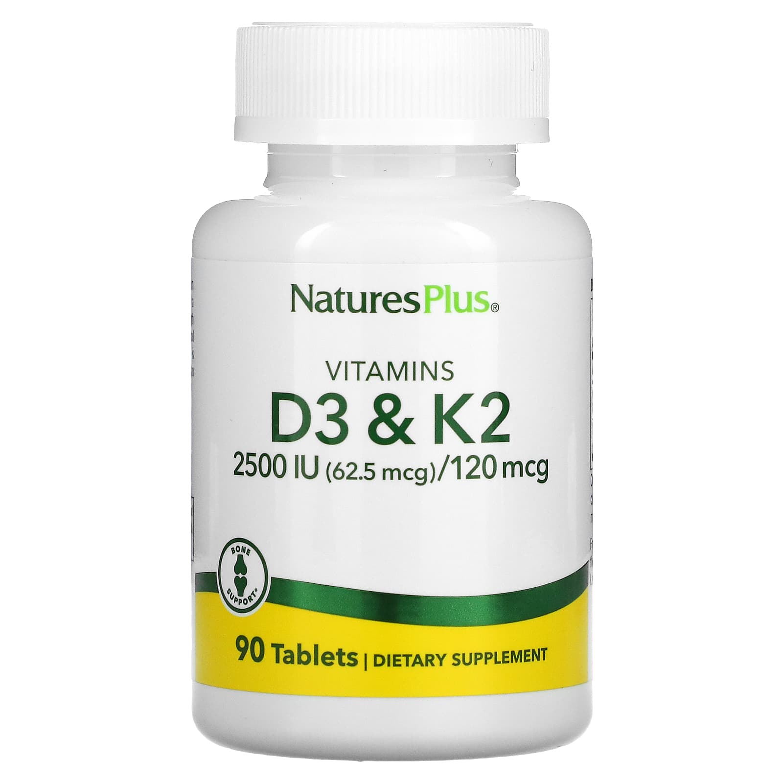 Витамины D3 и K2 NaturesPlus, 90 таблеток pioneer nutritional formulas жевательные витамины d3 и k2 натуральная мята 90 жевательных таблеток