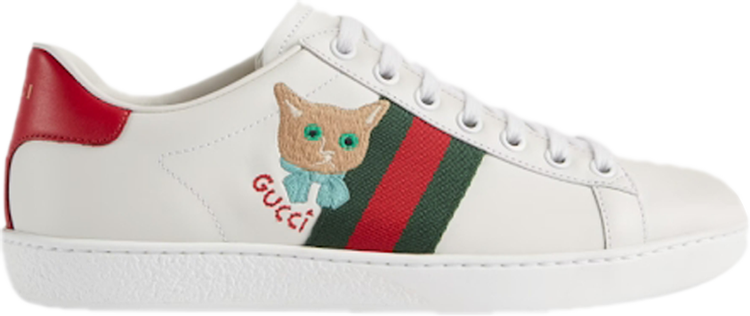 Кроссовки Gucci Wmns Ace Cat Embroidery, белый - фото