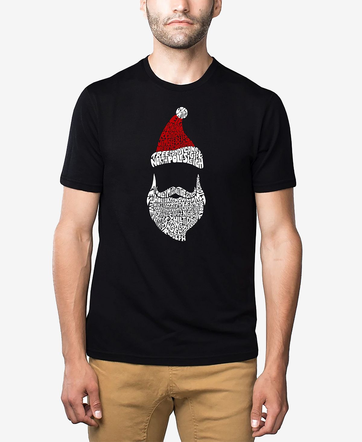 Мужская футболка premium blend santa claus word art LA Pop Art, черный новогодний рождественский деревянный светящийся кулон подвеска на рождественскую елку украшения для санта клауса рождественские украш