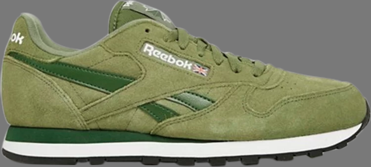 Кроссовки classic leather suede 'green' Reebok, зеленый