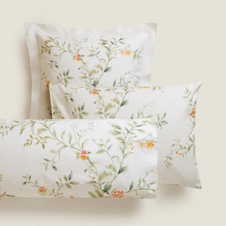 

Наволочка Zara Home Floral Print, белый