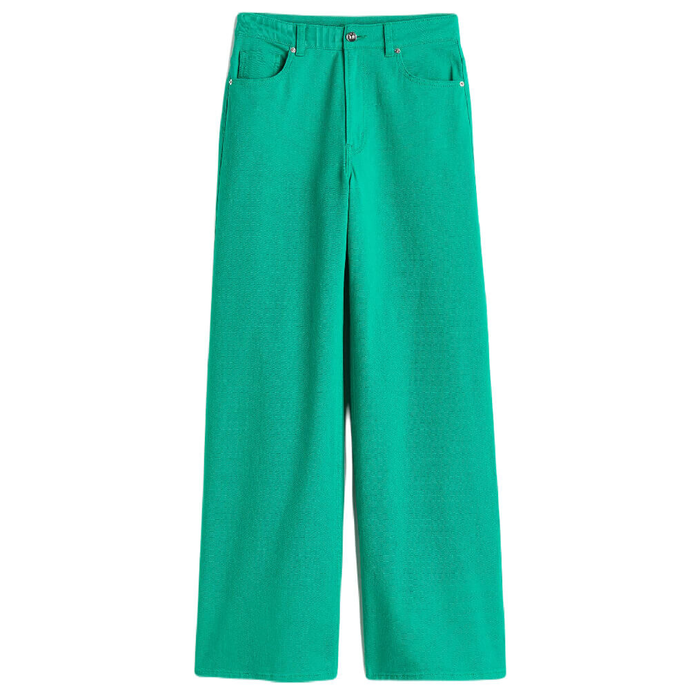 

Брюки H&M Wide-Leg Twill, зеленый
