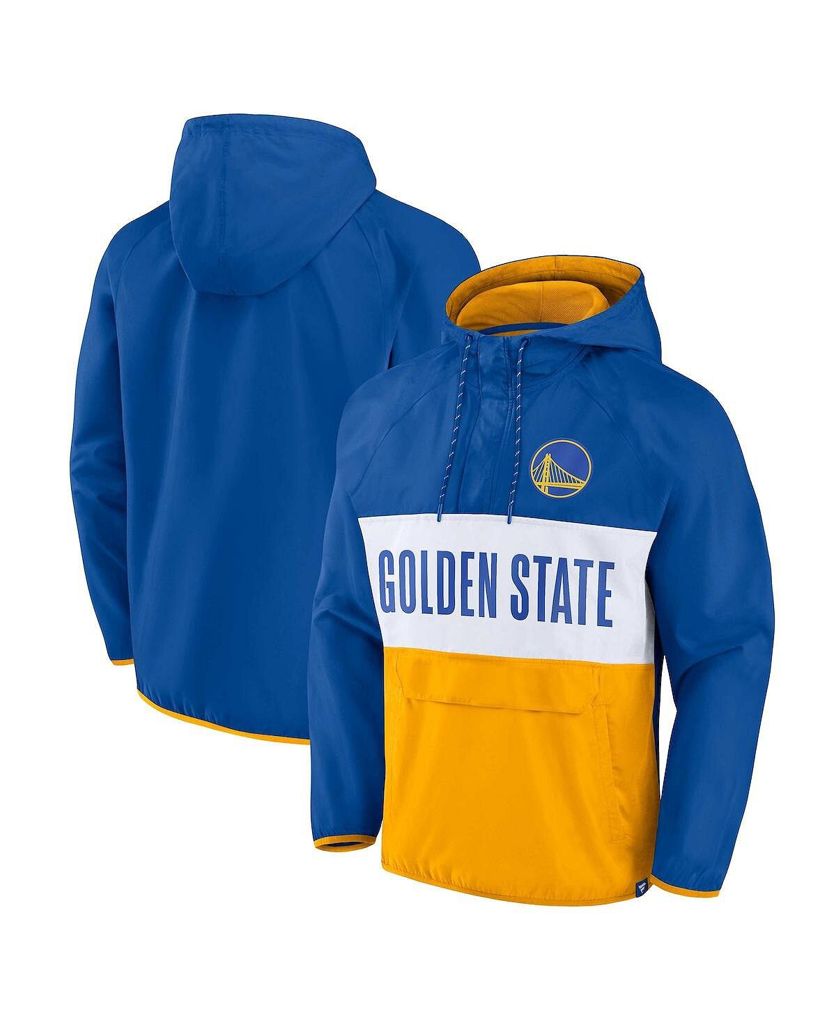 

Мужская фирменная королевская, золотая толстовка с капюшоном golden state warriors team leader iconic colorblock anorak raglan с молнией на четверть Fanatics, мульти