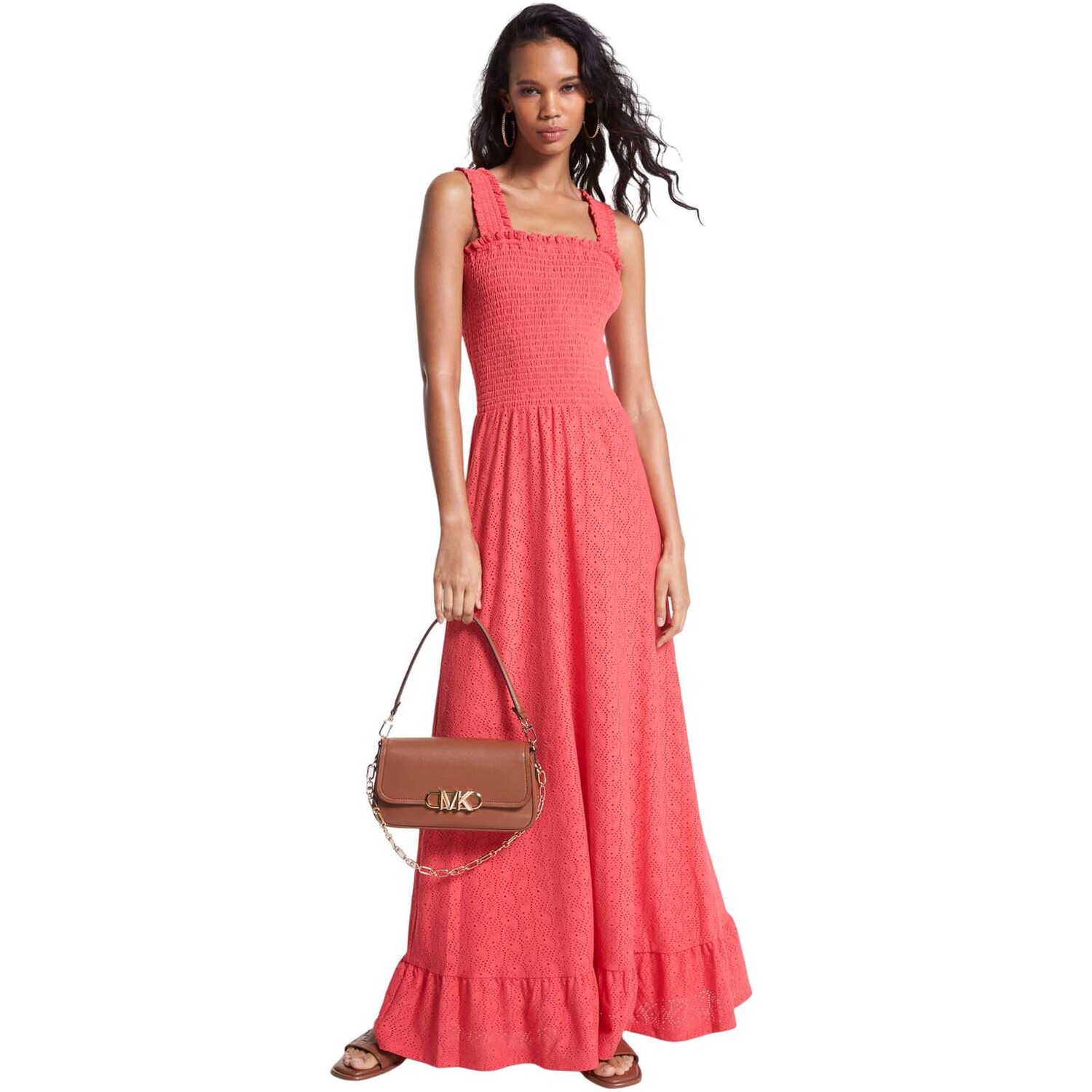 

Платье Michael Michael Kors Paisley Eyelet Smocked Woven, розовый