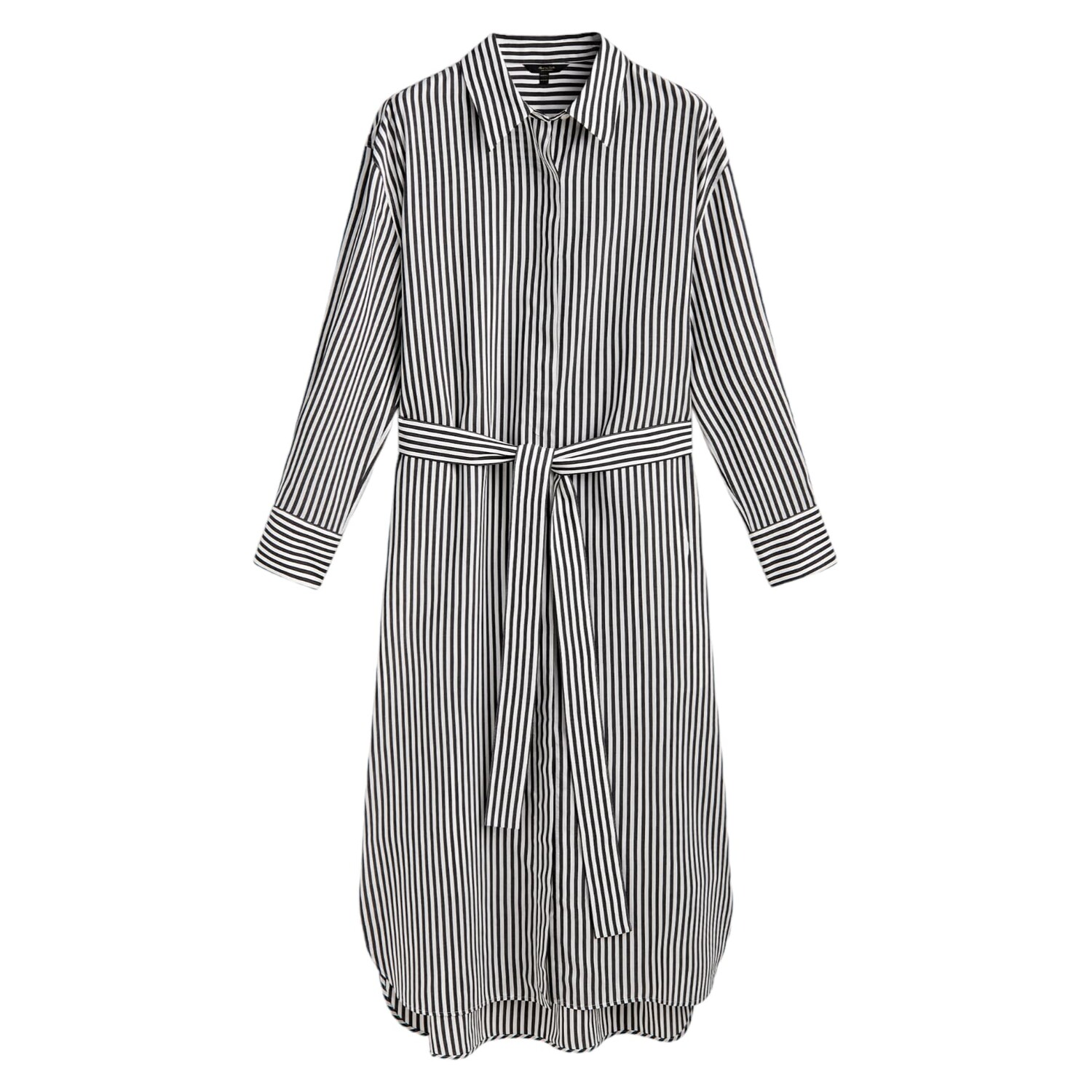 

Платье-рубашка Massimo Dutti Striped With Belt, черный/белый