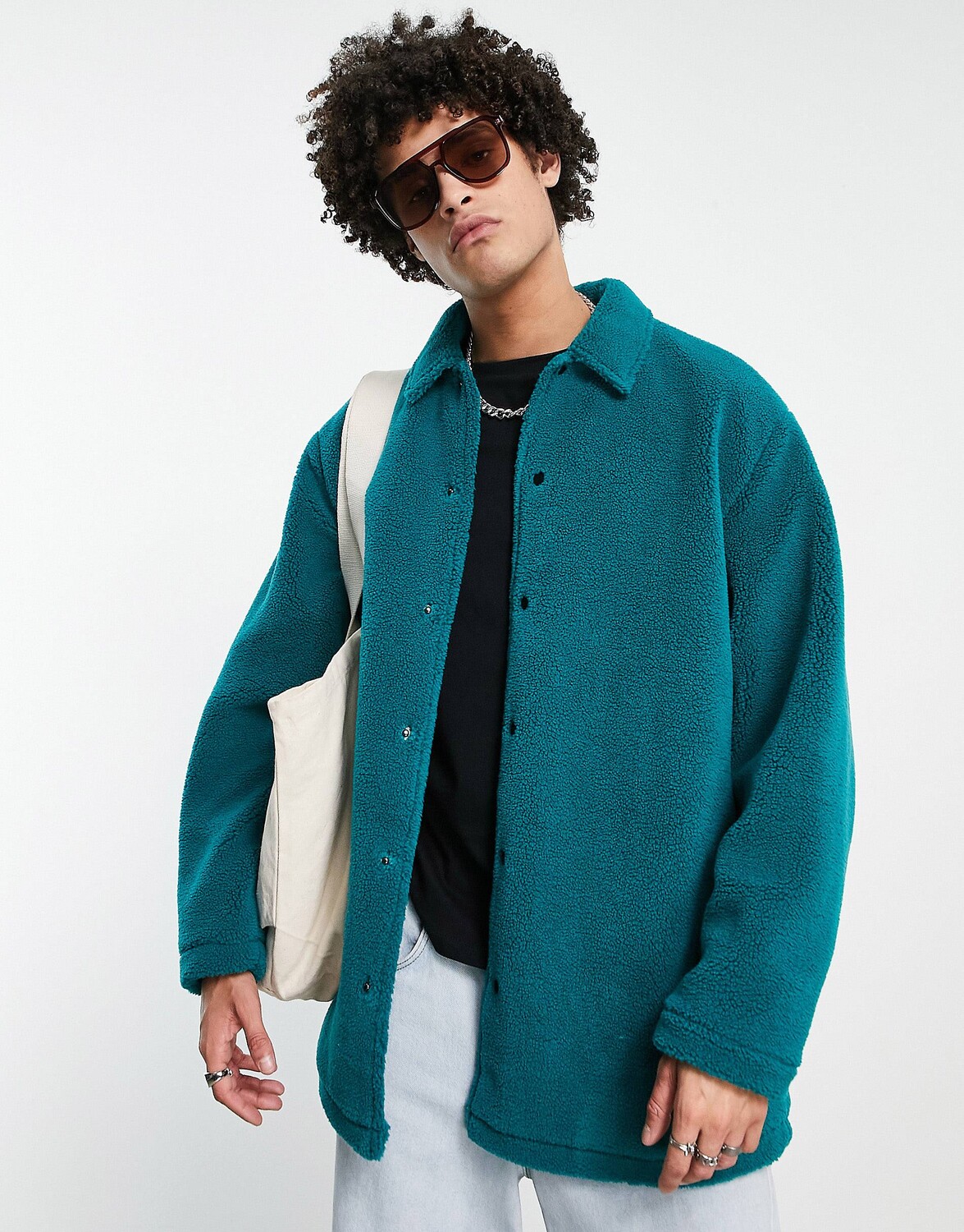

Темно-бирюзовая объемная куртка ASOS DESIGN, Зеленый