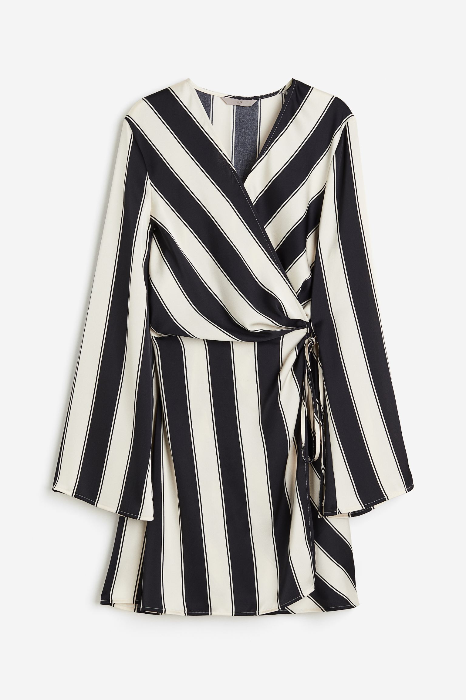 Платье H&M Satin Wrap, кремовый/черный