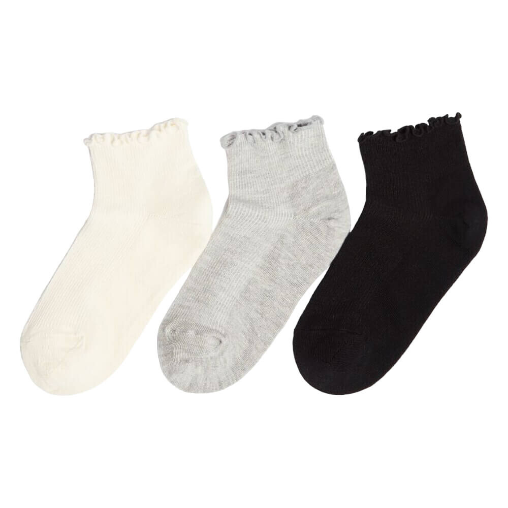 

Комплект носков Bershka Ankle, 3 пары, кремовый/серый/черный