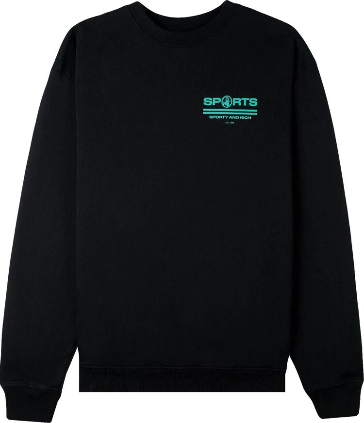 

Толстовка Sporty & Rich Sports Crewneck 'Black/Teal', черный