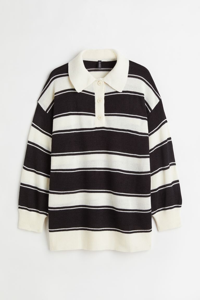 

H&M+ Свитер оверсайз, черные/белые полосы