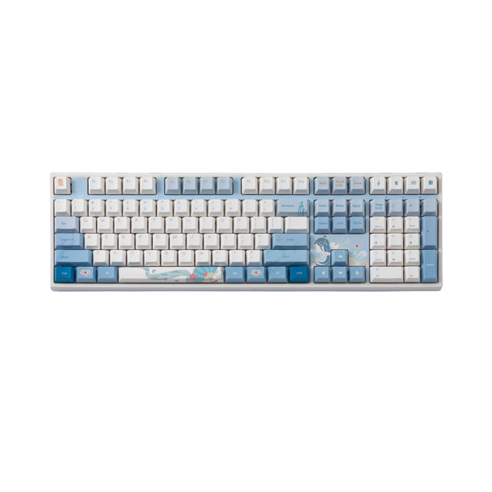 Механическая игровая проводная клавиатура Varmilo Ace & Bella 108, EC V2 Rose, голубой/белый, английская раскладка игровая клавиатура varmilo vem87 v2 koi ec rose v2