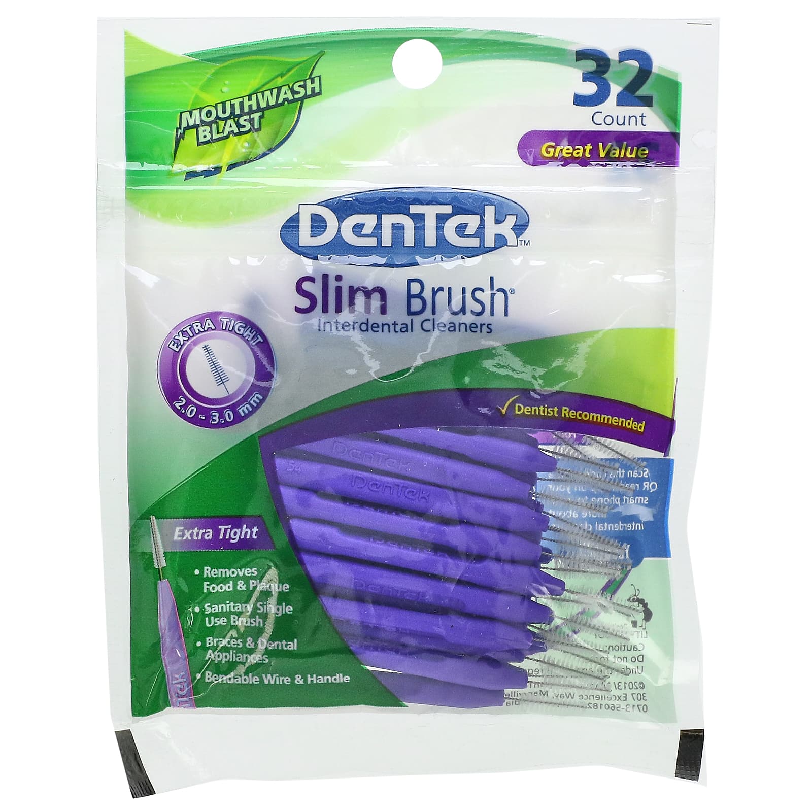 Средство DenTek для чистки межзубных промежутков, 32 штуки щетка межзубная dentek easy brush mix 10 шт