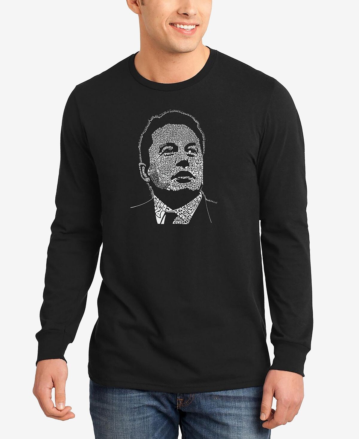 

Мужская футболка с длинными рукавами elon musk word art LA Pop Art, черный