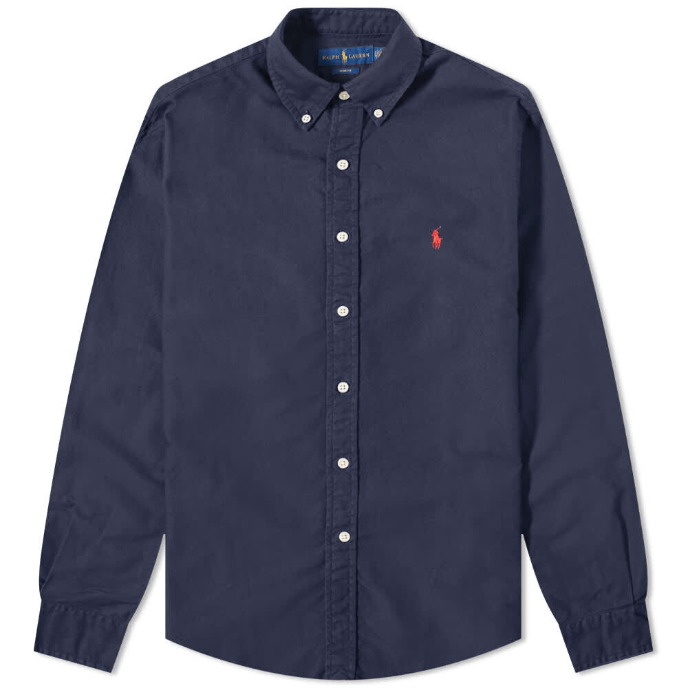 

Рубашка Polo Ralph Lauren Slim Fit Garment Dyed Button Down, темно-синий