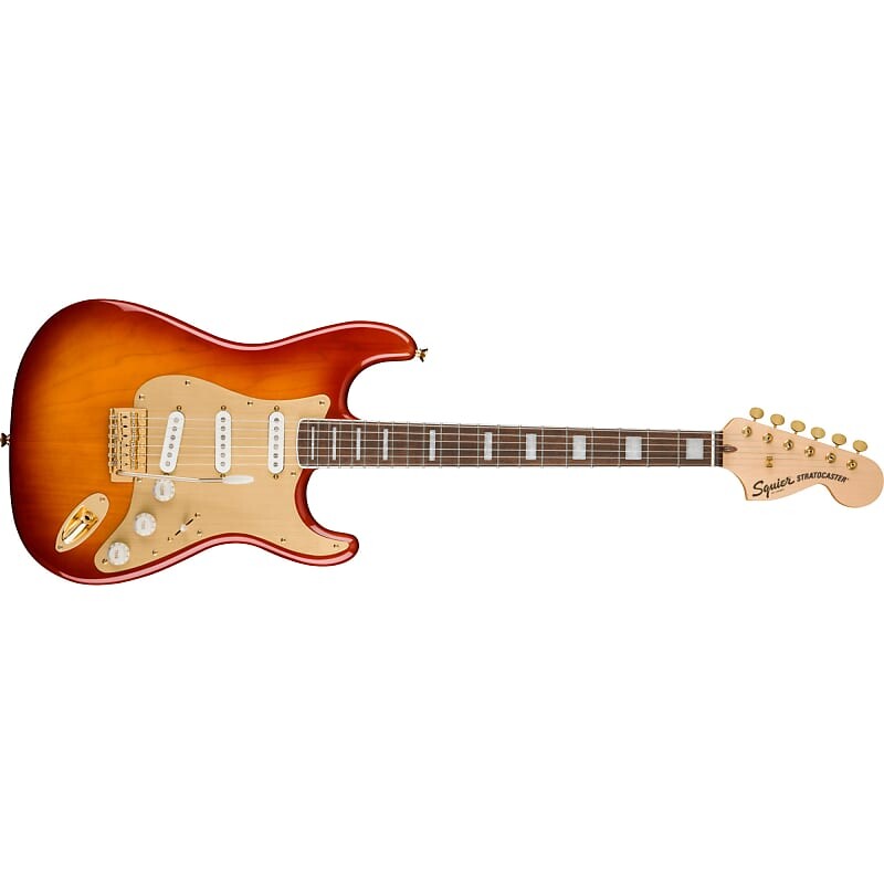 

Fender Squier 40th Anniversary Stratocaster, электрогитара Gold Edition, Sienna Sunburst (0379410547)