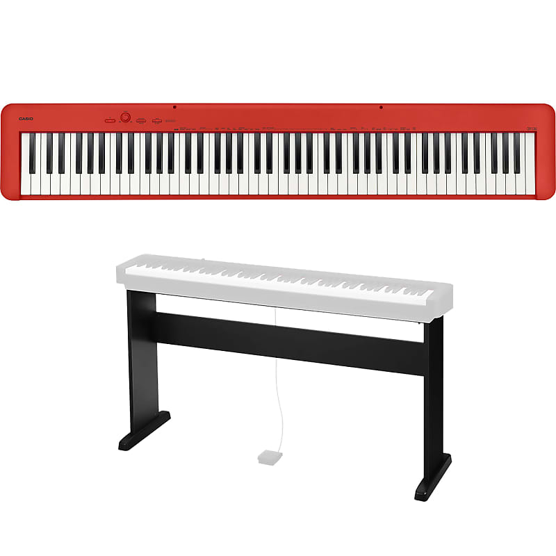 Casio CDP-S160 88-клавишная клавиатура для цифрового пианино, красная с деревянной подставкой CDP-S160-R