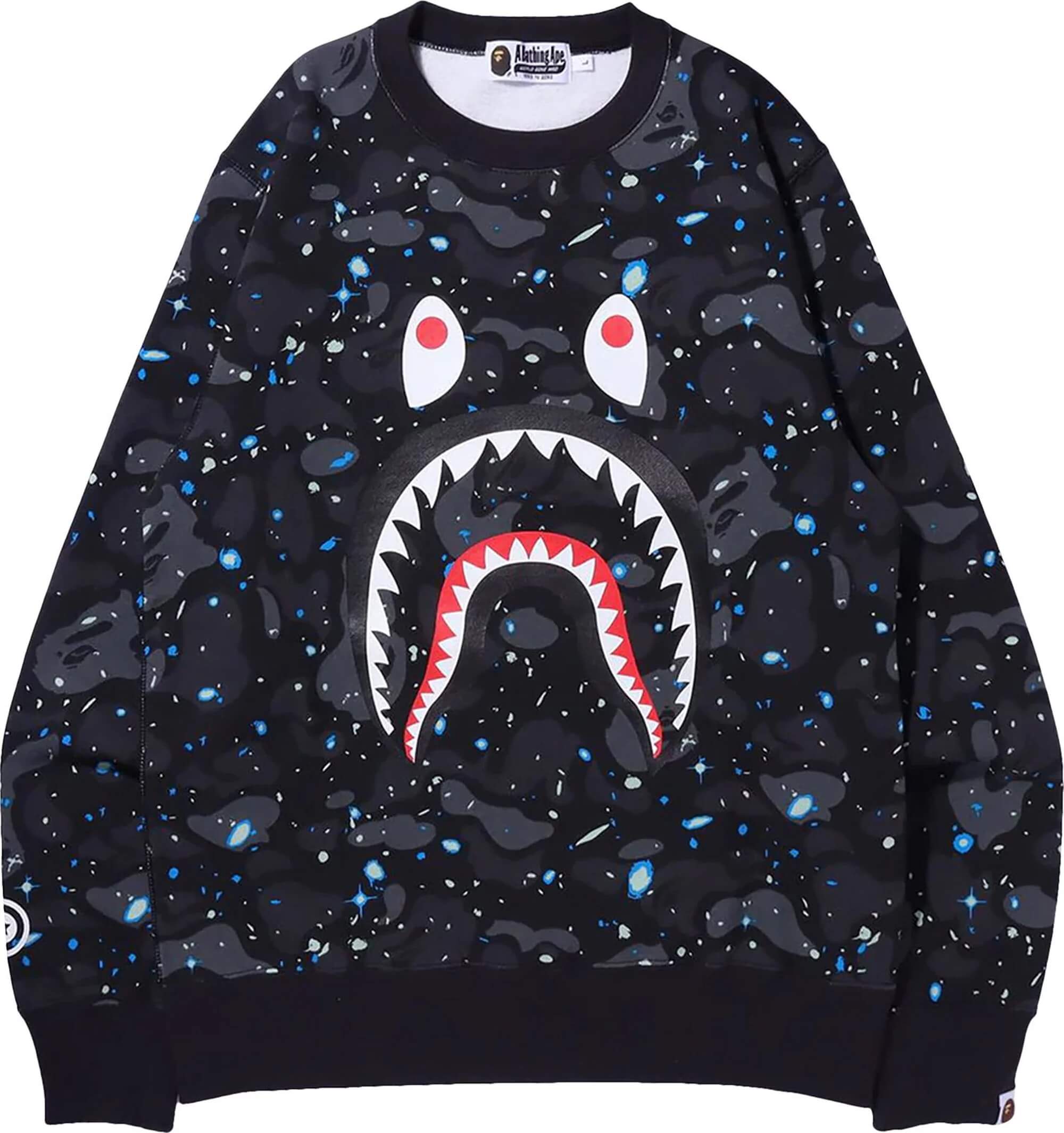 Свитшот Bape Space Camo Shark Crewneck, черный - фото