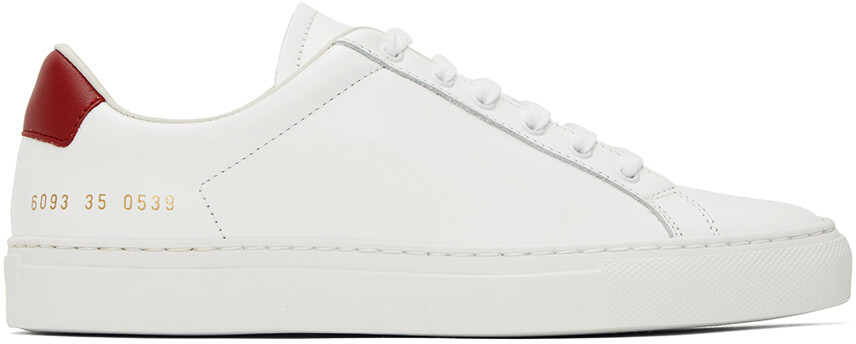 

Бело-красные низкие кеды в стиле ретро Common Projects